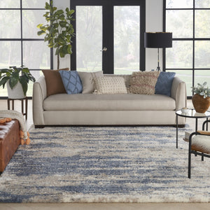 HomeRoots 5' Abstract Shag Area Rug in Light Blue, Gray & Beige - Plush, Durable, Stain-Resistant, Modern Style 8' X 10' 551286