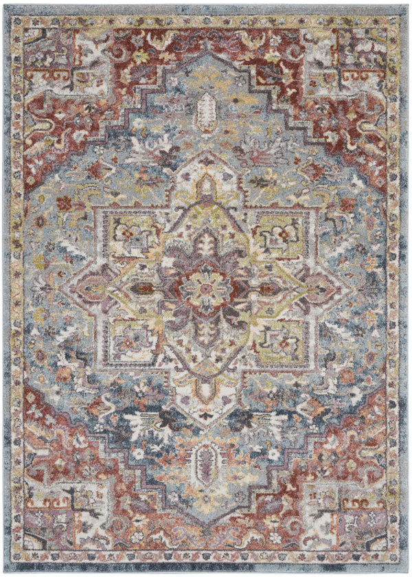 Homeroots 5' X 7' Blue And Red Floral Distressed Area Rug  Polypropylene 551287