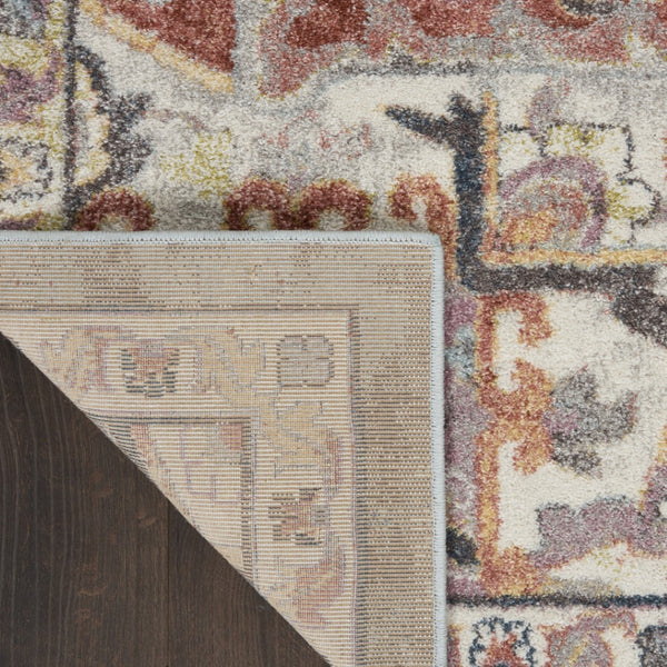 HomeRoots 4' Blue and Red Floral Distressed Area Rug - Vintage Charm, Stain-Resistant, Perfect for High Traffic Spaces 5' X 7' 551287