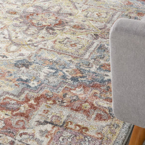 HomeRoots 4' Blue and Red Floral Distressed Area Rug - Vintage Charm, Stain-Resistant, Perfect for High Traffic Spaces 5' X 7' 551287