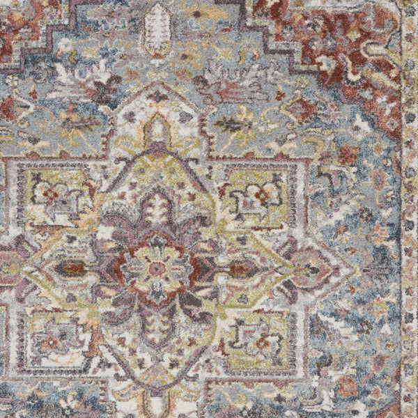 Homeroots 5' X 7' Blue And Red Floral Distressed Area Rug  Polypropylene 551287