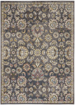 Homeroots 5' X 7' Charcoal Brown And Yellow Floral Distressed Area Rug  Polypropylene 551288