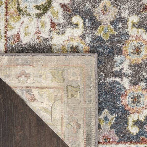 HomeRoots 5' Vintage-Inspired Charcoal Brown and Yellow Floral Distressed Area Rug for Modern Homes and Spaces 5' X 7' 551288