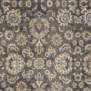 Homeroots 5' X 7' Charcoal Brown And Yellow Floral Distressed Area Rug  Polypropylene 551288