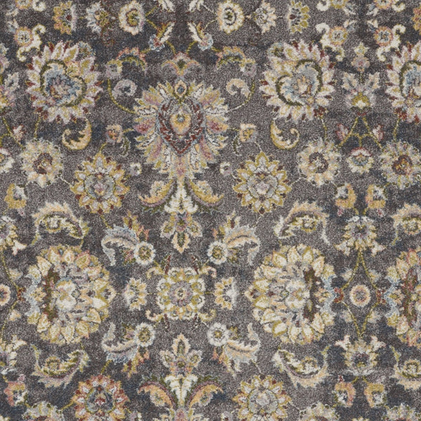 Homeroots 5' X 7' Charcoal Brown And Yellow Floral Distressed Area Rug  Polypropylene 551288