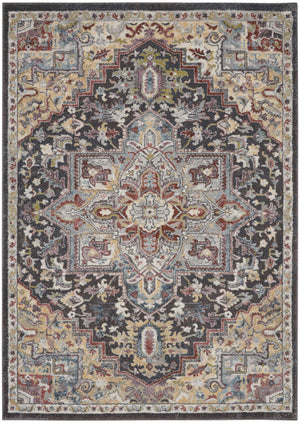 Homeroots 5' X 7' Charcoal Brown And Yellow Floral Medallion Distressed Area Rug  Polypropylene 551289
