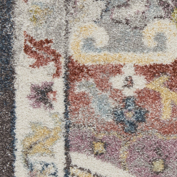 HomeRoots 5' Charcoal Brown and Golden Yellow Floral Medallion Area Rug - Durable, Stain-Resistant Design 5' X 7' 551289