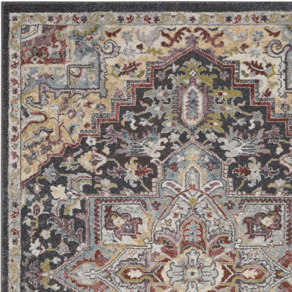 Homeroots 5' X 7' Charcoal Brown And Yellow Floral Medallion Distressed Area Rug  Polypropylene 551289