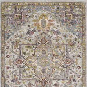 Homeroots 5' X 7' Ivory Green And Gray Floral Medallion Area Rug  Polypropylene 551290