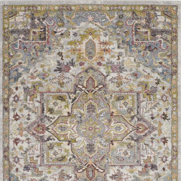 Homeroots 5' X 7' Ivory Green And Gray Floral Medallion Area Rug  Polypropylene 551290