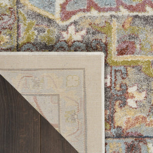 HomeRoots 5' Ivory Green and Gray Floral Medallion Area Rug - Timeless Elegance for Effortless Living Spaces 5' X 7' 551290