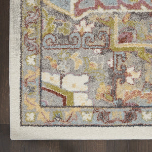 HomeRoots 5' Ivory Green and Gray Floral Medallion Area Rug - Timeless Elegance for Effortless Living Spaces 5' X 7' 551290