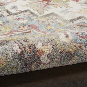 HomeRoots 5' Ivory Green and Gray Floral Medallion Area Rug - Timeless Elegance for Effortless Living Spaces 5' X 7' 551290