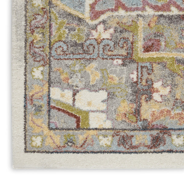 HomeRoots 5' Ivory Green and Gray Floral Medallion Area Rug - Timeless Elegance for Effortless Living Spaces 5' X 7' 551290