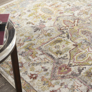 HomeRoots 5' Ivory Green and Gray Floral Medallion Area Rug - Timeless Elegance for Effortless Living Spaces 5' X 7' 551290