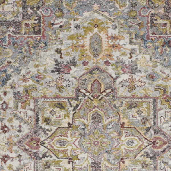 Homeroots 5' X 7' Ivory Green And Gray Floral Medallion Area Rug  Polypropylene 551290