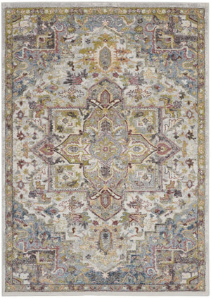HomeRoots 5' Ivory Green and Gray Floral Medallion Area Rug - Timeless Elegance for Effortless Living Spaces 5' X 7' 551290