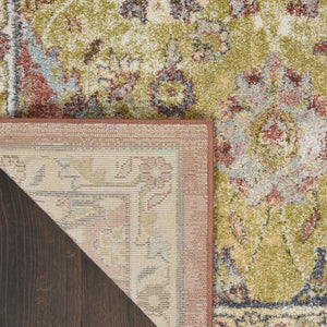 Homeroots 5' X 7' Green And Ivory Floral Distressed Area Rug  Polypropylene 551291