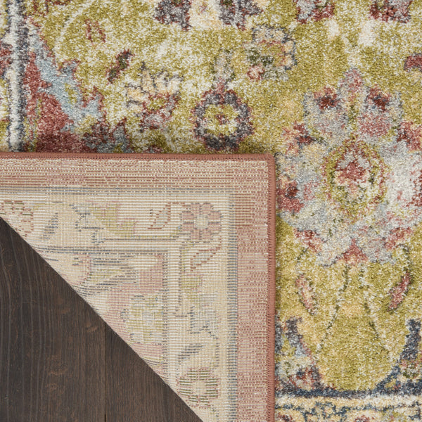 Homeroots 5' X 7' Green And Ivory Floral Distressed Area Rug  Polypropylene 551291