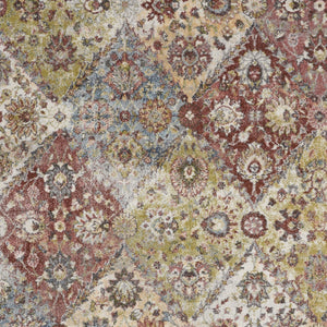 Homeroots 5' X 7' Green And Ivory Floral Distressed Area Rug  Polypropylene 551291