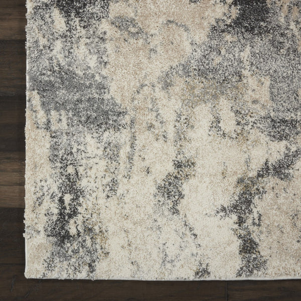 HomeRoots 4' Cream and Gray Abstract Distressed Area Rug - Modern, Durable, and Stylish Floor Covering for Your Home 8' X 11' 551292