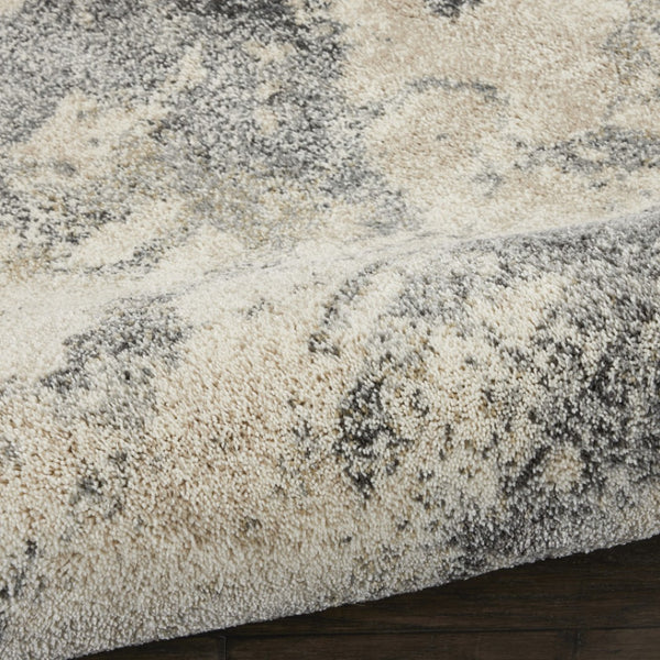HomeRoots 4' Cream and Gray Abstract Distressed Area Rug - Modern, Durable, and Stylish Floor Covering for Your Home 8' X 11' 551292