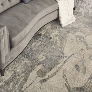 HomeRoots 4' Cream and Gray Abstract Distressed Area Rug - Modern, Durable, and Stylish Floor Covering for Your Home 8' X 11' 551292