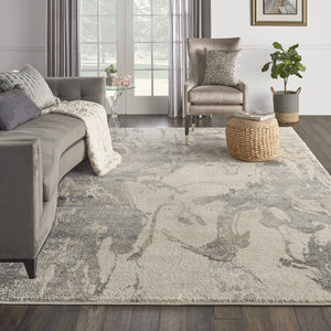 Homeroots 8' X 11' Cream And Gray Abstract Distressed Area Rug  Polypropylene 551292