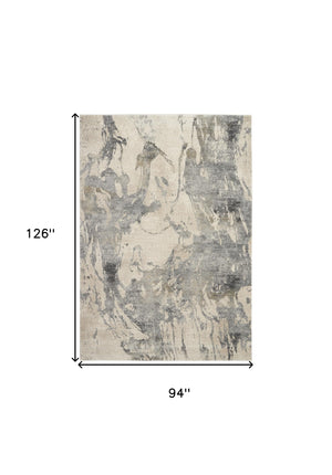 Homeroots 8' X 11' Cream And Gray Abstract Distressed Area Rug  Polypropylene 551292