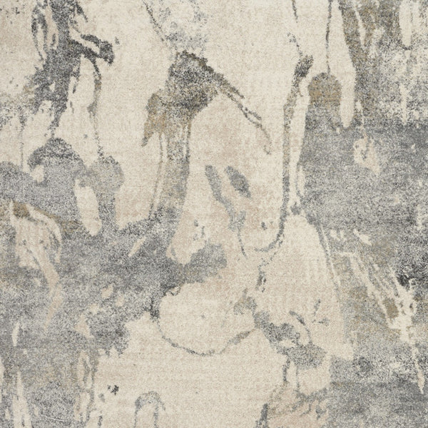 Homeroots 8' X 11' Cream And Gray Abstract Distressed Area Rug  Polypropylene 551292