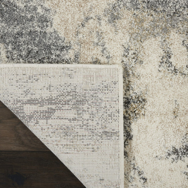HomeRoots 4' Cream and Gray Abstract Distressed Area Rug - Modern, Durable, and Stylish Floor Covering for Your Home 8' X 11' 551292