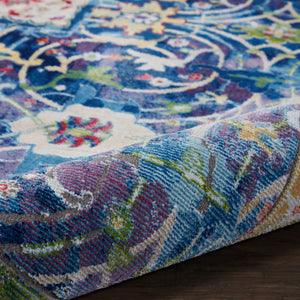 Homeroots 8' X 10' Ivory Blue And Green Floral Medallion Distressed Non Skid Area Rug  Polypropylene,Polyester 551293