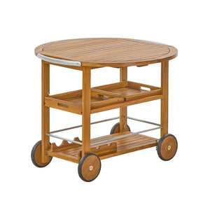 English Elm Outdoor Acacia Wood Rolling Bar Cart with Foldable Top and Removable Serving Trays N779P374686T
