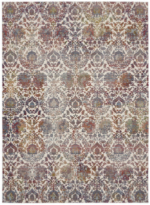 Homeroots 8' X 10' White And Golden Brown Floral Distressed Non Skid Area Rug  Polypropylene,Polyester 551300