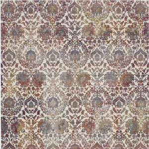 Homeroots 8' X 10' White And Golden Brown Floral Distressed Non Skid Area Rug  Polypropylene,Polyester 551300