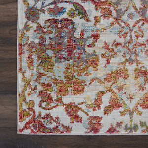 Homeroots 8' X 10' Ivory Gray And Orange Floral Distressed Non Skid Area Rug  Polypropylene,Polyester 551302