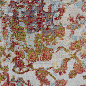 Homeroots 8' X 10' Ivory Gray And Orange Floral Distressed Non Skid Area Rug  Polypropylene,Polyester 551302