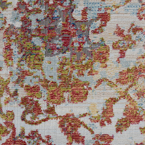 Homeroots 8' X 10' Ivory Gray And Orange Floral Distressed Non Skid Area Rug  Polypropylene,Polyester 551302