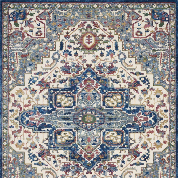 Homeroots 8' X 10' Navy Blue And Ivory Floral Medallion Distressed Non Skid Area Rug  Polypropylene,Polyester 551308
