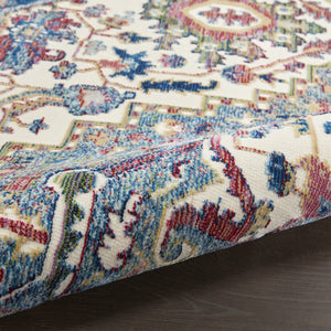 Homeroots 8' X 10' Navy Blue And Ivory Floral Medallion Distressed Non Skid Area Rug  Polypropylene,Polyester 551308