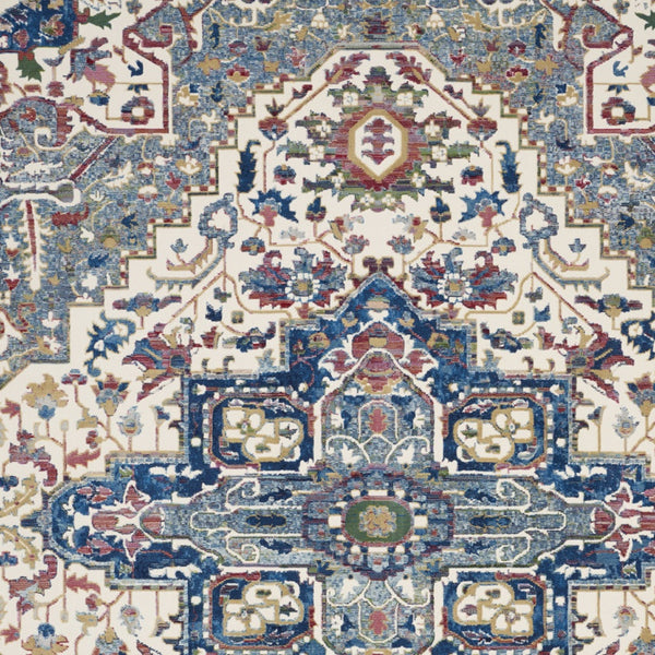 Homeroots 8' X 10' Navy Blue And Ivory Floral Medallion Distressed Non Skid Area Rug  Polypropylene,Polyester 551308