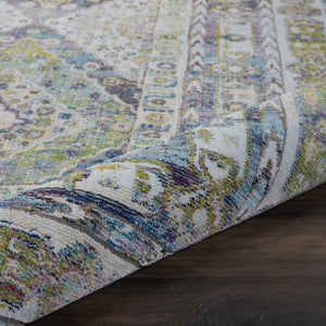 Homeroots 8' X 10' Ivory Blue And Green Floral Distressed Non Skid Area Rug  Polypropylene,Polyester 551310