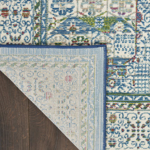 Homeroots 8' X 10' Ivory Blue And Green Oriental Distressed Non Skid Area Rug  Polypropylene,Polyester 551312