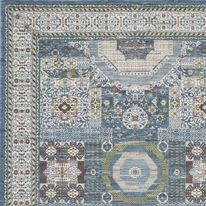 Homeroots 8' X 10' Ivory Blue And Green Oriental Distressed Non Skid Area Rug  Polypropylene,Polyester 551312