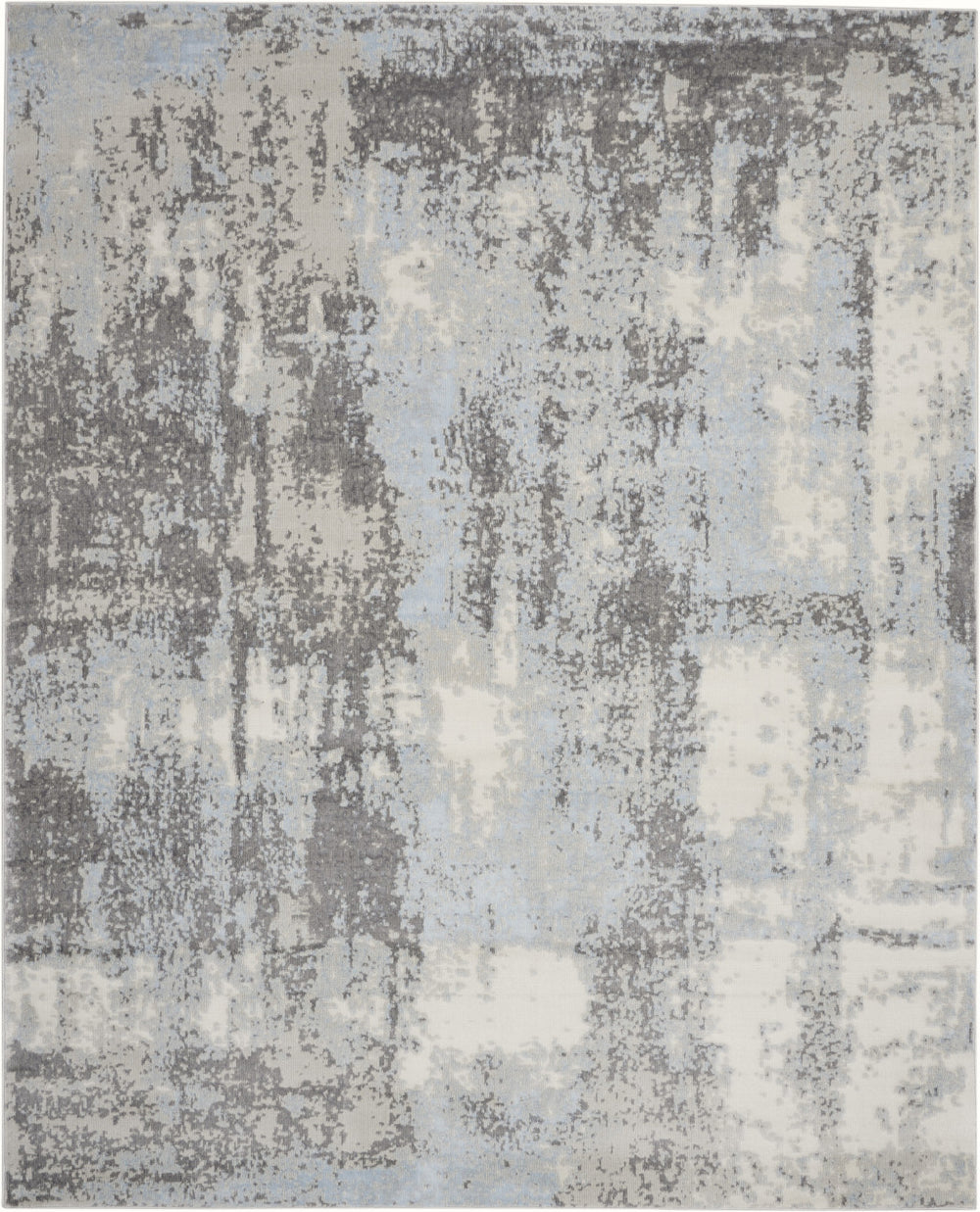 Homeroots 8' X 10' Gray Ivory And Light Blue Abstract Non Skid Area Rug  Polypropylene,Polyester 551313