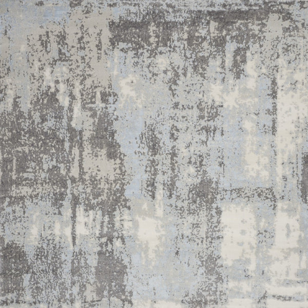 Homeroots 8' X 10' Gray Ivory And Light Blue Abstract Non Skid Area Rug  Polypropylene,Polyester 551313