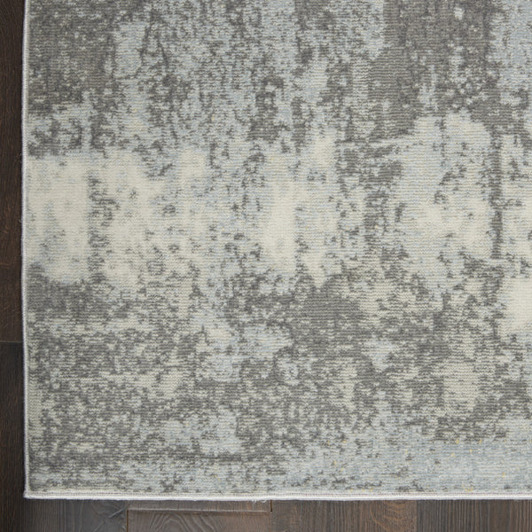 Homeroots 8' X 10' Gray Ivory And Light Blue Abstract Non Skid Area Rug  Polypropylene,Polyester 551313
