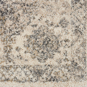 HomeRoots 5' Timeless Cream and Gray Floral Distressed Area Rug for Elegant Living Spaces and Durability 8' X 11' 551321