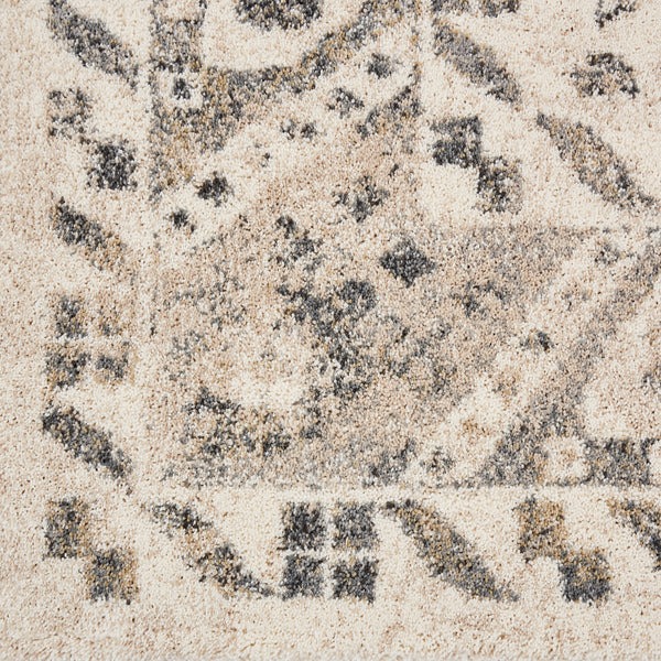 Homeroots 8' X 11' Cream And Gray Floral Distressed Area Rug  Polypropylene 551321