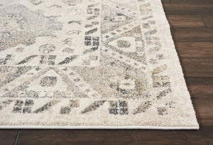 HomeRoots 5' Timeless Cream and Gray Floral Distressed Area Rug for Elegant Living Spaces and Durability 8' X 11' 551321
